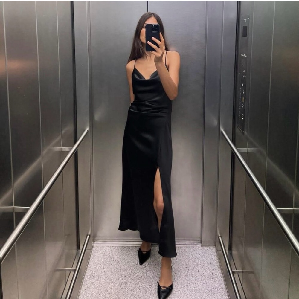 Zara Satin Midi Dress